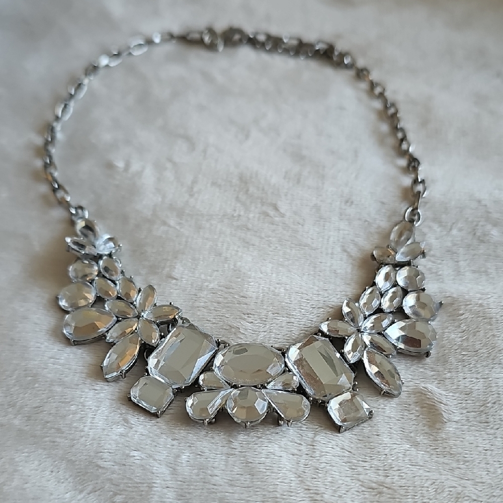 Charming Charlie Dazzling Silvertone Floral Necklace